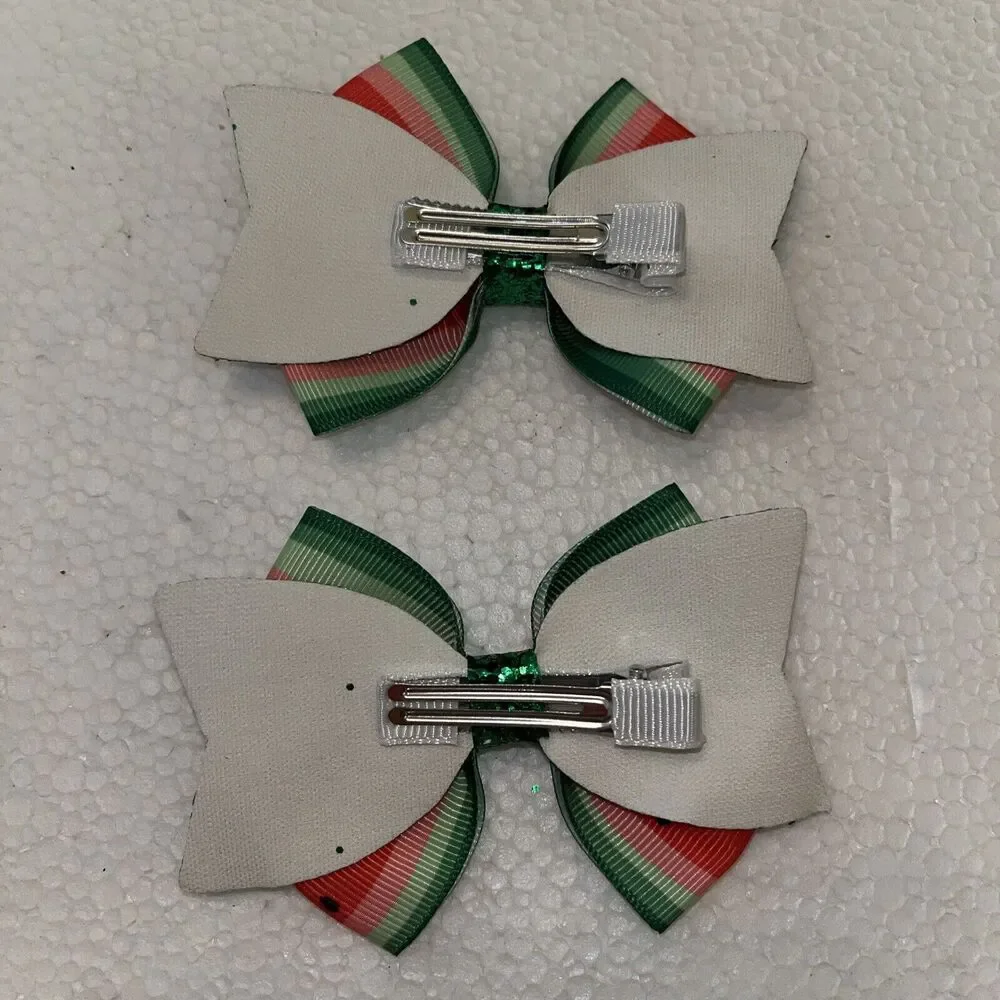 Set Of Two Watermelon Themed Girl Clip Bows